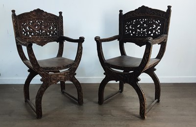 Lot 1223 - PAIR OF ANGLO-CHINESE ELBOW CHAIRS