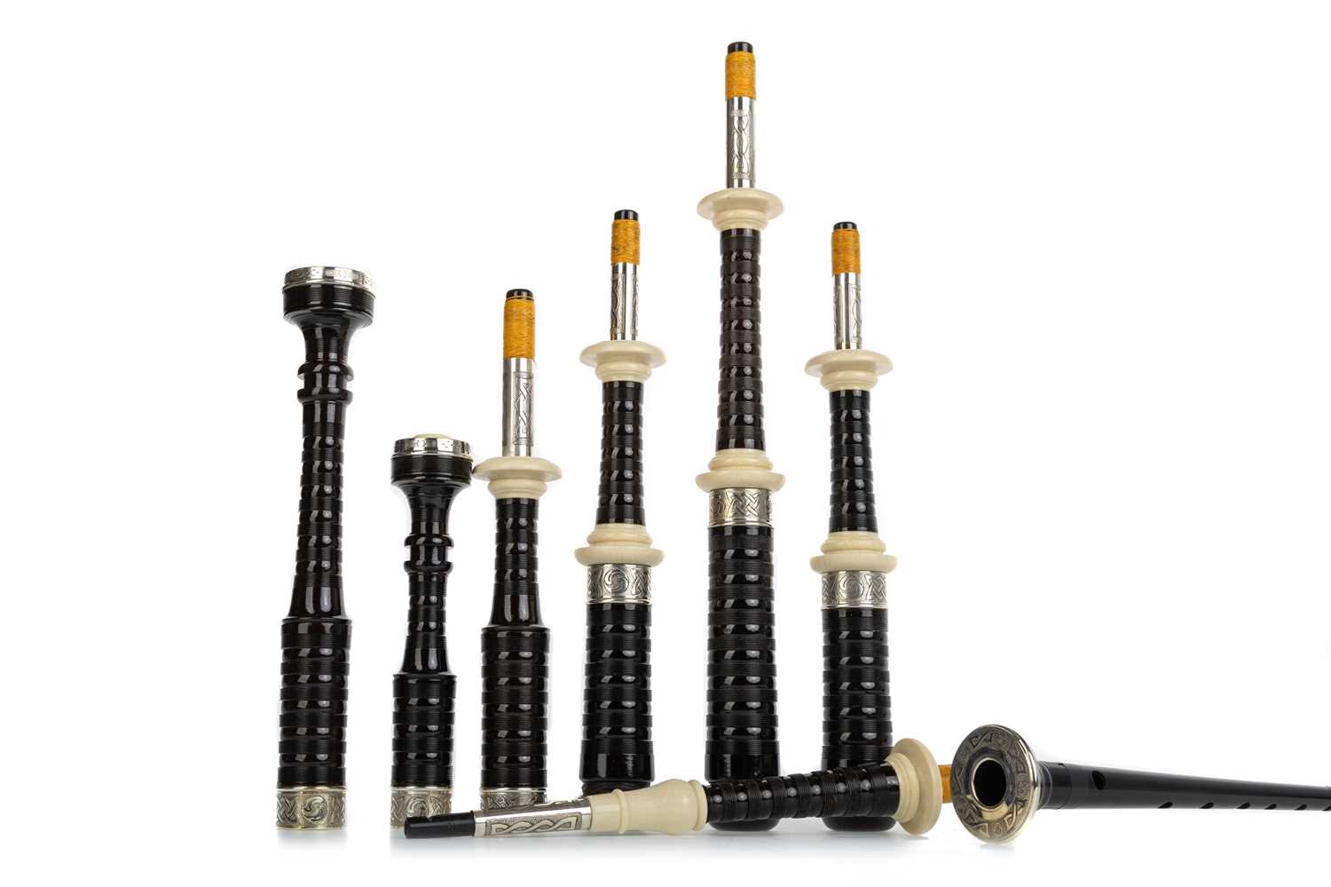 Lot 983 - SET OF SILVER MOUNTED BAGPIPES