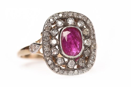 Lot 140 - VICTORIAN STYLE RUBY AND DIAMOND RING the...