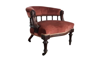 Lot 802 - VICTORIAN WALNUT TUB CHAIR