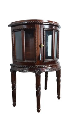 Lot 807 - REPRODUCTION MAHOGANY DEMI-LUNE DISPLAY CABINET