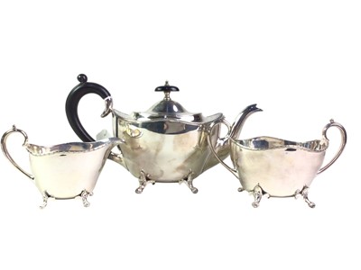 Lot 753 - SILVER PLATED THREE PIECE TEA SERVICE