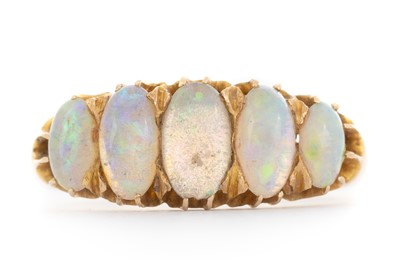 Lot 729 - OPAL FIVE STONE RING