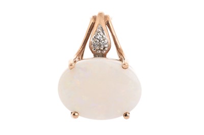 Lot 763 - OPAL AND DIAMOND PENDANT