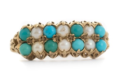 Lot 387 - TURQUOISE AND PEARL RING