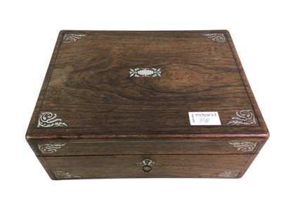 Lot 848 - VICTORIAN INLAID ROSEWOOD JEWELLERY BOX