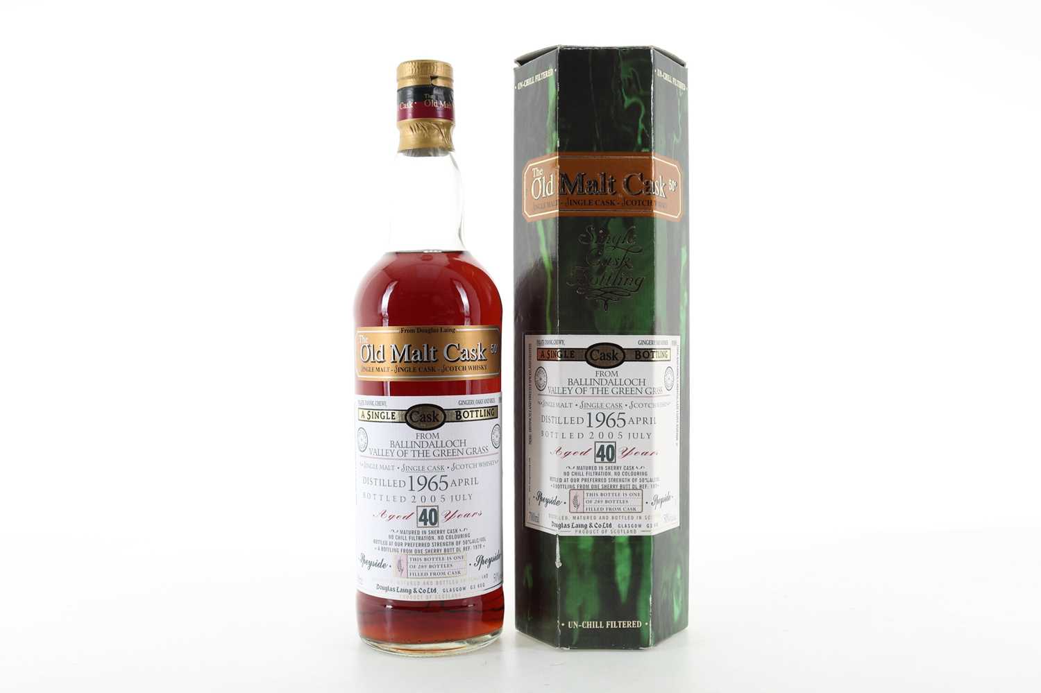 Lot 281 - BALLINDALLOCH (GLENFARCLAS) 1965 40 YEAR OLD DOUGLAS LAING OLD MALT CASK