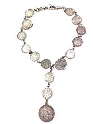 Lot 69 - SILVER THREE PENNY NECKLACE