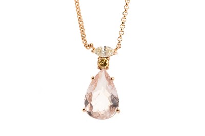 Lot 685 - MORGANITE AND DIAMOND PENDANT