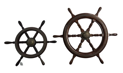 Lot 12 - TWO VINTAGE SHIPS WHEELS