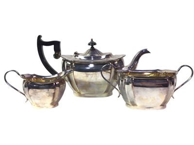 Lot 53 - SILVER PLATED THREE PIECE TEA SERVICE