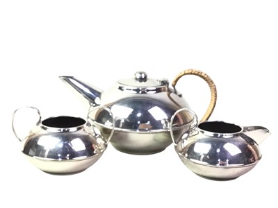 Lot 61 - SILVER PLATED THREE PIECE TEA SERVICE