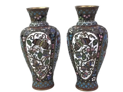 Lot 137 - PAIR OF JAPANESE CLOISONNÉ VASES