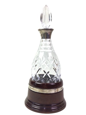 Lot 148 - ELIZABETH II SILVER COLLARD CRYSTAL GLASS DECANTER