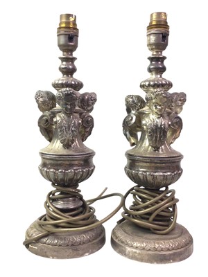 Lot 153 - PAIR OF WHITE METAL TABLE LAMPS