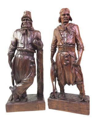 Lot 122 - CARVED WOODEN FIGURES OF TWO MALES