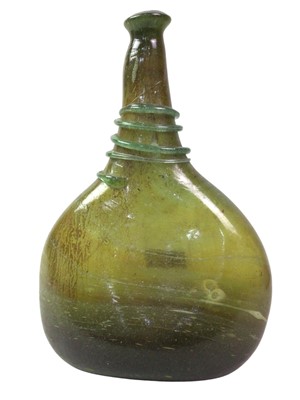 Lot 127 - HAND BLOWN GREEN GLASS BOTTLE