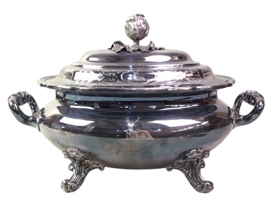 Lot 195 - SILVER PLATED LIDDED TUREEN