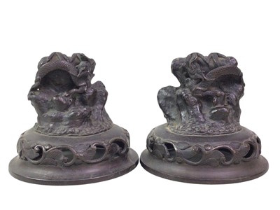 Lot 288 - TWO CHINESE BRONZE TEMPLE JAR LIDS