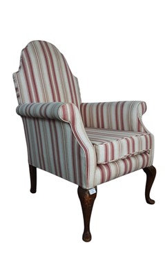 Lot 356 - GEORGIAN STYLE WALNUT ARMCHAIR