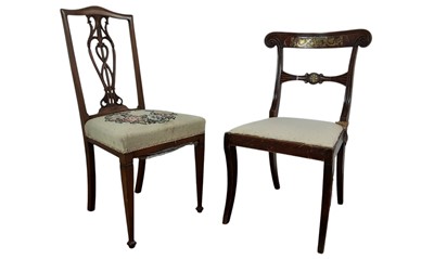 Lot 357 - PAIR OF REGENCY STYLE DINING CHAIRS