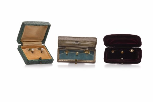 Lot 231 - THREE SETS OF SHIRT STUDS comprising two pearl...