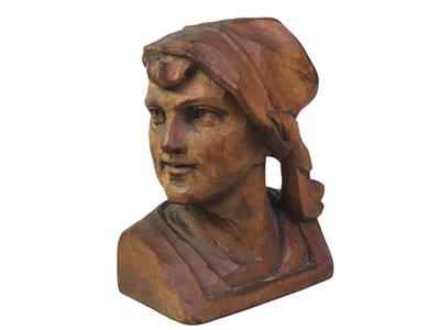 Lot 259 - CONTINENTAL ART NOUVEAU CARVED ALABASTER BUST OF A LADY