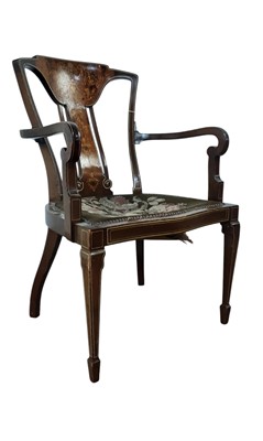 Lot 397 - EDWARDIAN INLAID MAHOGANY ELBOW CHAIR