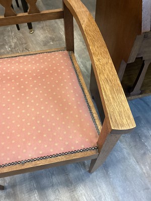 Lot 463 - IN THE MANNER OF C.F.A. VOYSEY, SET OF EIGHT ARTS & CRAFTS OAK DINING CHAIRS