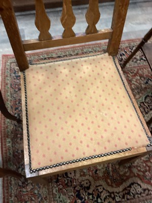 Lot 463 - IN THE MANNER OF C.F.A. VOYSEY, SET OF EIGHT ARTS & CRAFTS OAK DINING CHAIRS