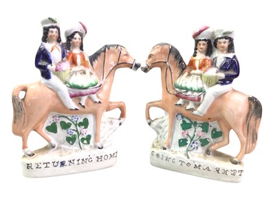 Lot 388 - PAIR OF STAFFORDSHIRE FLATBACK FIGURES