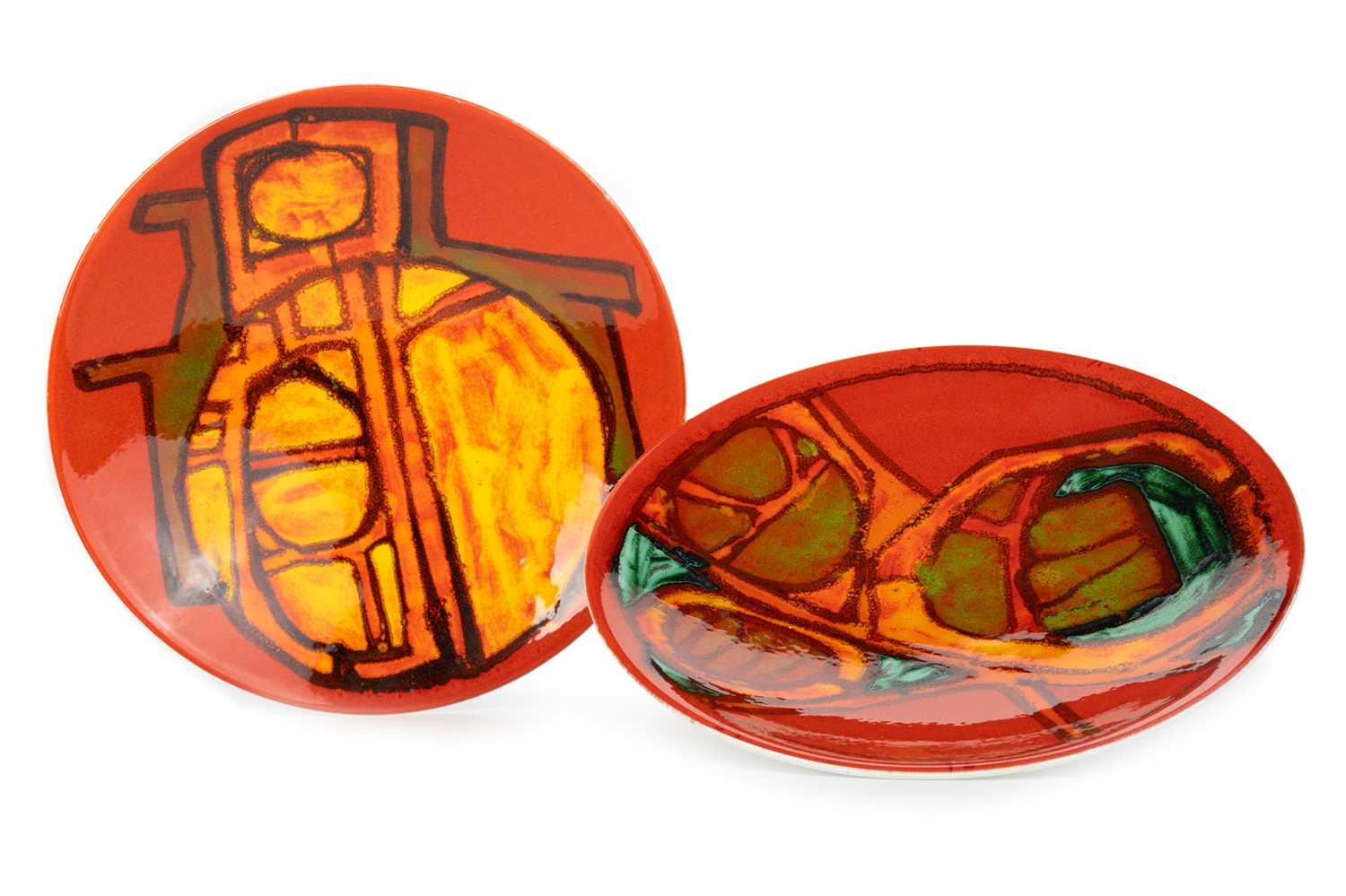 Lot 468 - CAROL CUTLER FOR POOLE POTTERY, FOUR CIRCULAR DISHES