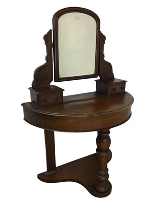 Lot 509 - VICTORIAN WALNUT DEMI LUNE DRESSING TABLE