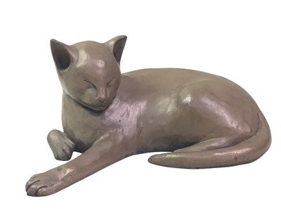 Lot 540 - DEBORAH J. SCALDWELL (BRITISH, 1960), BRONZED CAT FIGURE