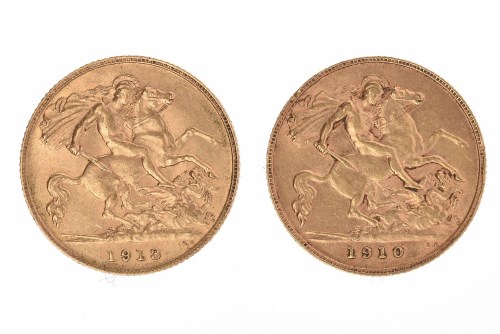 Lot 513 - TWO GOLD HALF SOVEREIGNS DATED 1910 AND 1913