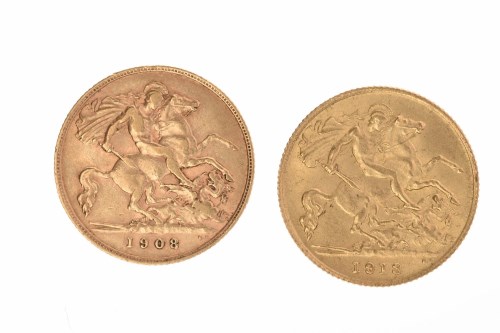 Lot 514 - TWO GOLD HALF SOVEREIGNS DATED 1908 AND 1913