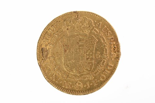 Lot 524 - GOLD SPANISH EIGHT ESCUDOS COIN DATED 1819