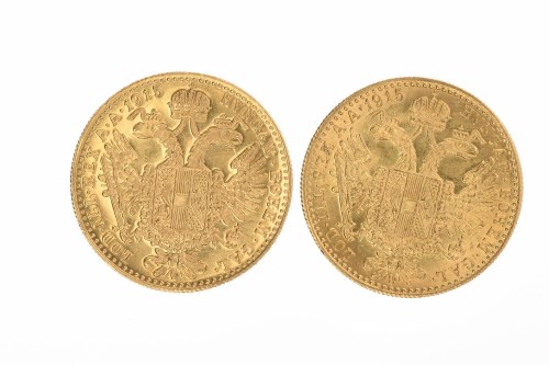 Lot 526 - TWO AUSTRIAN GOLD RESTRIKE ONE DUCAT COINS...