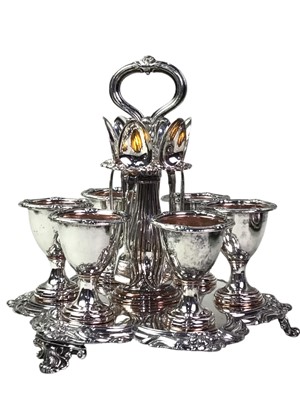 Lot 337 - VICTORIAN SILVER PLATED EGG CUP HOLDER