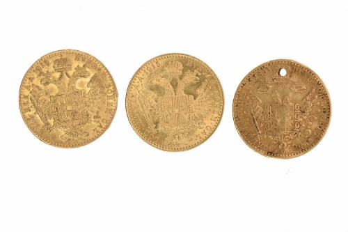 Lot 530 - THREE GOLD FRANC COINS one dated 1863 and...