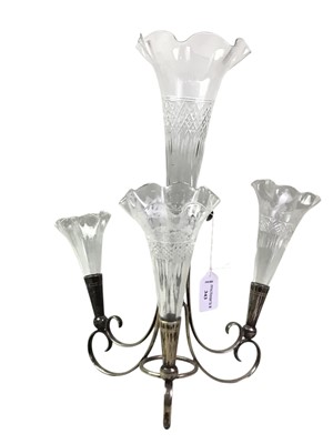 Lot 343 - SILVER PLATE AND GLASS EPERGNE