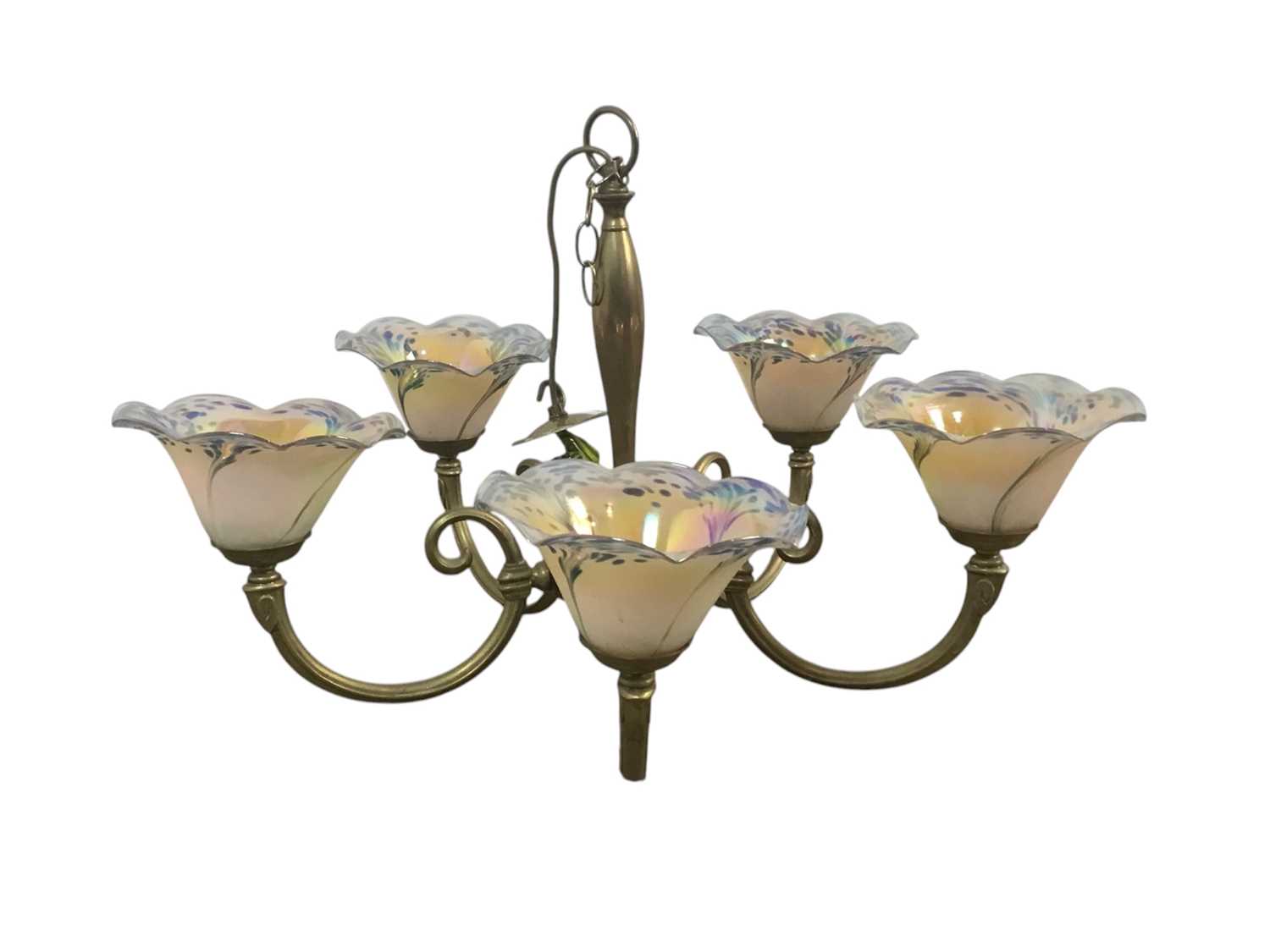 Lot 512 - BRASS FIVE BRANCH CHANDELIER