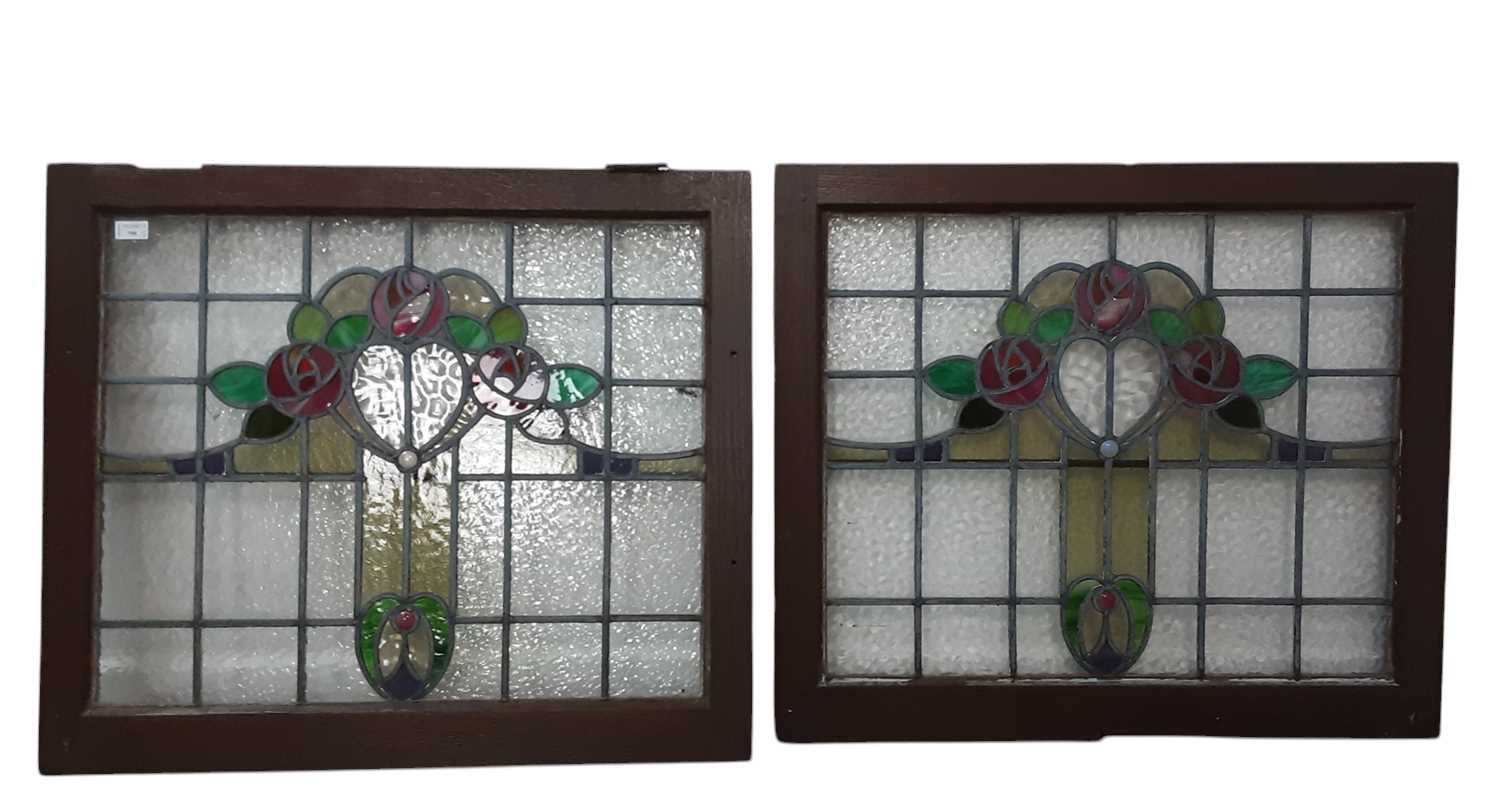 Lot 833 - TWO STAINED GLASS PANELS