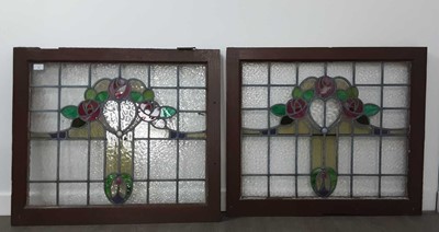 Lot 833 - TWO STAINED GLASS PANELS
