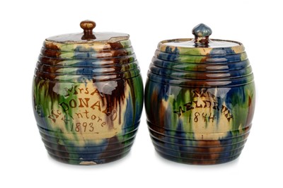 Lot 534 - SEATON POTTERY, GROUP OF VICTORIAN DAB WARE STORAGE JARS