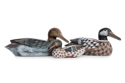 Lot 537 - THREE HARDWOOD DECOY DUCKS