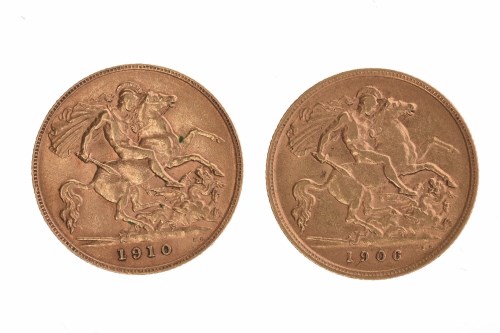 Lot 553 - TWO GOLD HALF SOVEREIGNS DATED 1906 AND 1910