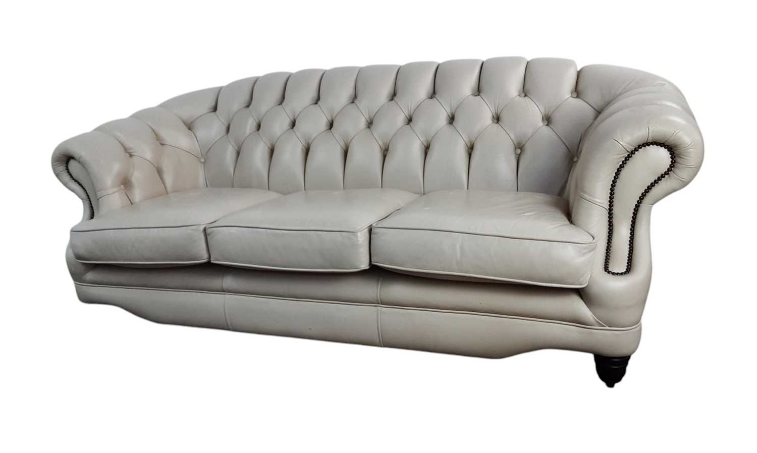 Lot 84 - CREAM LEATHER CHESTERFIELD SOFA