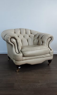 Lot 84 - CREAM LEATHER CHESTERFIELD SOFA