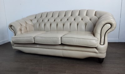 Lot 84 - CREAM LEATHER CHESTERFIELD SOFA
